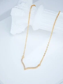 2024新款女士項鍊,鈦銅銀材質,經典長鏈吊墜,防褪色,生日禮物,情人節禮物,v形,五角星,地球,鑽石形狀 - 金色 - 查看 6