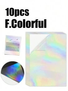 10 张全息贴纸透明 A4 乙烯基贴纸自粘防水透明膜，带有心形、雪花图案，11.8 X 8.3 英寸，可用于保护书籍、照片、明信片等。