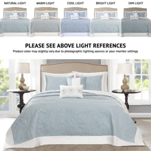 Bộ khăn trải giường Ashbury - Chăn bông có họa tiết sang trọng, Tất cả các mùa, Khăn trải giường lớn nhẹ, Bộ đồ giường ấm cúng, Khăn choàng phù hợp, Màu xanh huy chương - Màu xanh lam - Xem 2