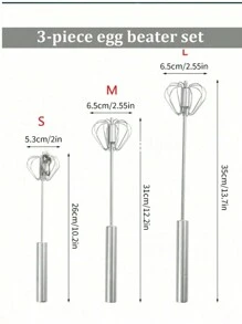 1 Batedor Giratório Semiautomático, Batedor de Aço Inoxidável, Utensílios de Cozinha, Batedeira Manual, Utensílios de Panificação Doméstica, Batedeira Manual de Claras de Ovo Push, para Fazer Batidos, Fácil de Usar e Limpar - Batedeira de Ovos de Qualidade, Batedeira de Creme para Uso Doméstico, Suprimentos de Cozimento e Panificação