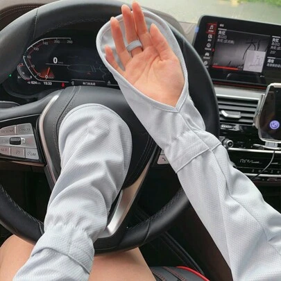 女士汽車駕駛和戶外活動長袖冰涼手套，夏季露營防曬