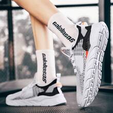 Nam Đúng mốt Thoáng khí Dệt Giày Chạy bộ , Thoải mái Chống trượt Đế mềm Lace-up Giày thể thao , Thích hợp Đối với Các hoạt động ngoài trời - màu đen - Xem 4