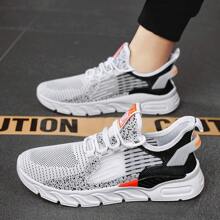 Nam Đúng mốt Thoáng khí Dệt Giày Chạy bộ , Thoải mái Chống trượt Đế mềm Lace-up Giày thể thao , Thích hợp Đối với Các hoạt động ngoài trời - màu đen - Xem 2