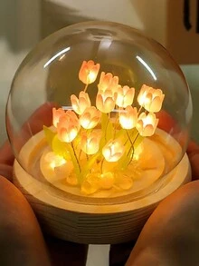 9入組,鬱金香夜燈,創意手工製作diy材料,花卉led燈床頭燈,房間裝飾派對裝飾 - 彩色 - 查看 3