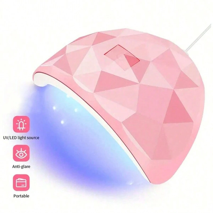 粉紅色 Uv/led 美甲燈帶指甲死皮推桿,usb 指甲乾燥器,凝膠指甲油固化燈,用於美甲配件的指甲燈