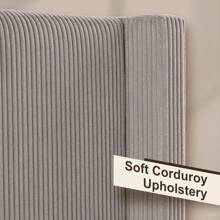 Corduroy Upholstered Platform Bed Frame – 50.8" Wingback Headboard, Solid Wood Legs, No Box Spring Needed, Noise-Free Design,Taupe - Khaki - View 4