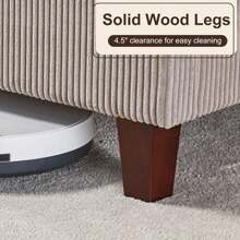 Corduroy Upholstered Platform Bed Frame – 50.8" Wingback Headboard, Solid Wood Legs, No Box Spring Needed, Noise-Free Design,Taupe - Khaki - View 3