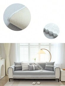 1 Miếng Ren Đệm sofa , Chenille Tiếng Pháp Thanh lịch Chống trượt , Chống bụi , Mềm mại Và phổ cập Bọc ghế sofa , Có thể Máy móc Denim mùa giặt - màu xám hiện đại - Xem 1