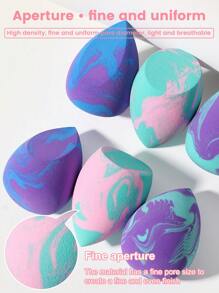 6PCS Soft Elastic Wet Dry Dual Use Makeup Sponges Multi-Purpose Cosmetic Applicators For Foundation Liquid Concealer Cream Loose Powder Portable Bedroom Vanity Travel Practical Affordable Makeup Tools Ideal Christmas Holiday Daily Gifts For Women Ladies - 彩色 - 查看 3
