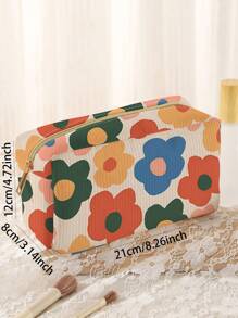 碎花图案化妆包，大容量化妆品收纳包，旅行便携化妆品收纳袋，化妆刷包，化妆品容器，化妆包，旅行必备，女士配饰，旅行用品 - 彩色 - 查看 4