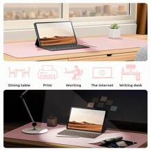 Non-Slip Desk Pad,Mouse Pad,Waterproof PVC Leather Desk Table Protector,Ultra Thin Large Desk Blotter, Easy Clean Laptop Desk Writing Mat For Office Work/Home/Decor(Pink, 31.5" X 15.7")