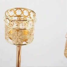 1pc Creative Embossed Crystal Candle Holder For Wedding Home Dinner Decoration