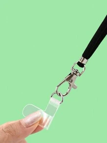 1pc Black Rope + Transparent Anti-Pull Cushion Crossbody Lanyard Tpu & Metal Buckle Sticker Clip Compatible With All Phone Models Case Gifts For Mother, Family, Friends, Birthday, Holiday Phone Charm, Phone Chain