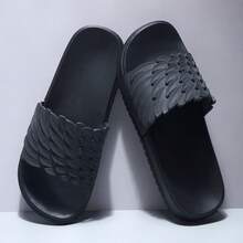 男式夏季風格拖鞋,耐磨,防滑,耐用,舒適,適用於室內和室外使用 - 黑色 - 查看 1