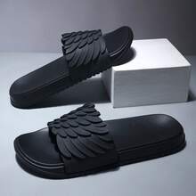 男式夏季風格拖鞋,耐磨,防滑,耐用,舒適,適用於室內和室外使用 - 黑色 - 查看 2