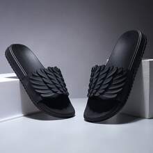 男式夏季風格拖鞋,耐磨,防滑,耐用,舒適,適用於室內和室外使用 - 黑色 - 查看 5