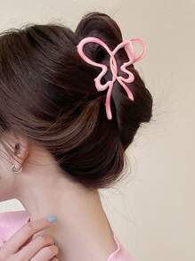 1個女士漸變色Y2K風格可愛蝴蝶中空髮夾，可用於後部造型和時尚配件，適合禮品街頭風格 - 粉色 - 查看 9