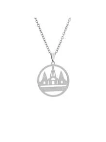 1pc Stainless Steel Yazd Delrisha Pendant Necklace, Couple Jewelry