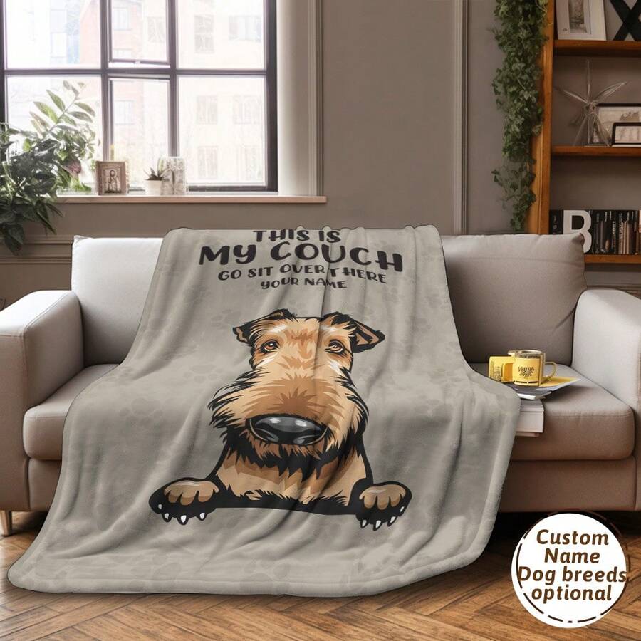 1pc Custom Blanket Flannel Print Blanket, Dog Beeds Optional Blanket, Soft And Comfortable Blanket, Suitable For Bedroom Bed, Sofa, Office Multi-Purpose Throw Blanket, Outdoor Camping Travel, Holiday Gift Creative Gift For Pet Lovers For Couples Valentine's Day, Mother's Day, Birthdays, Anniversaries, Graduation, Weddings For Couple, Father's Day Gift For Her/Him, Ideal For Mom, Dad, Friend, Boyfriend, Girlfriend, Wife, Husband - Multicolor - View 1