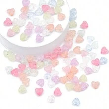 70顆10x9mm桃心形亞克力斷珠,diy手工製作手鍊、耳環、珠寶材料 - 亞克力內碎珠正桃心 - 查看 1