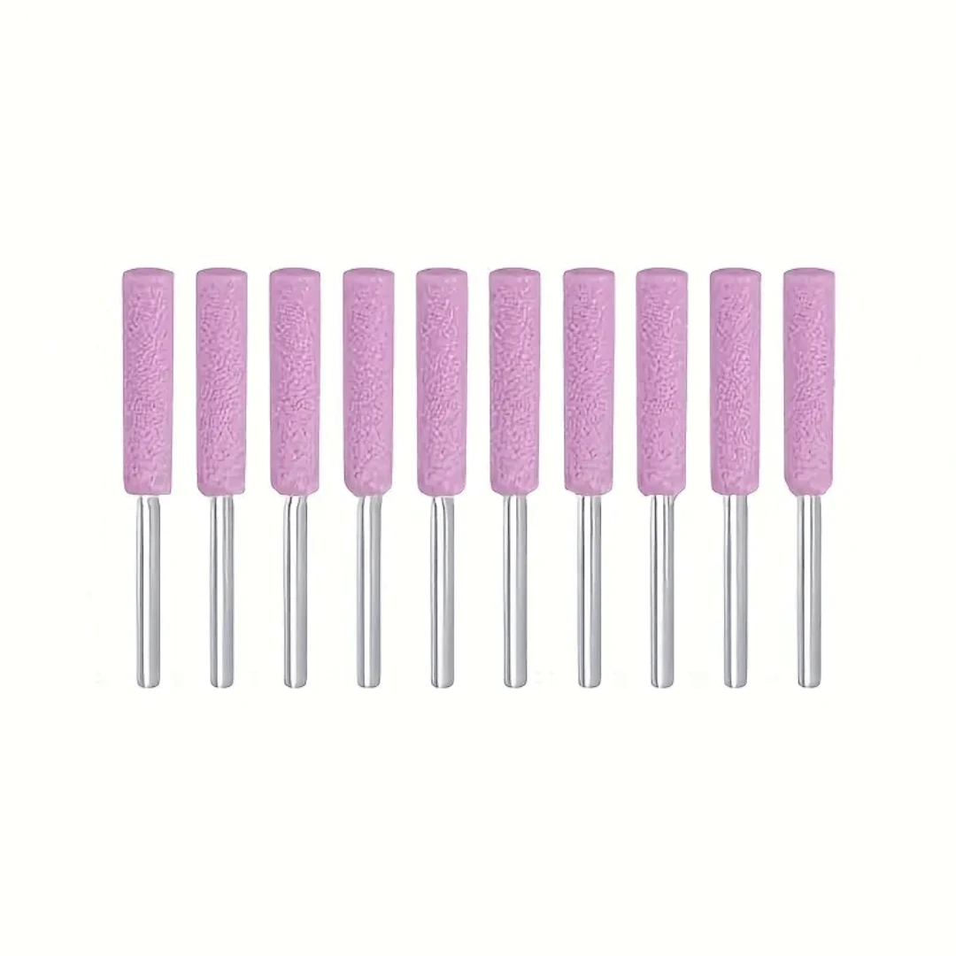 10 Pack Burr Grinding Stone File, Chainsaw Sharpener 3/16 Inch 4.8mm7/32Inch 5.5mm (Pink) - Pink - View 1