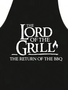 Simple White Apron With Black Printed Words And Creative Design - Black and White - View 3