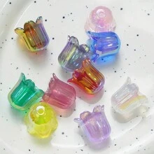 20入組1.5cm X 1.3cm混合顏色百合花,耀眼的diy手工項鍊,吊墜配件,黃玉和琥珀色的珠寶製作材料 - 彩色 - 查看 6