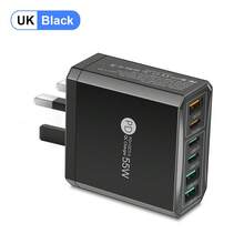 总共 55W 3USB 和 3Type C QC3.0 + PD25W 超级快速充电 Cobile 手机充电器，多端口同时充电，手机、平板电脑、电脑和其他适配器兼容 Apple、三星、华为、小米 - 黑色 - 查看 10