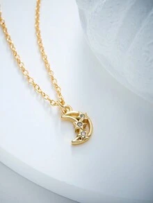 Vòng cổ nữ thời trang mới 2024, Mặt dây chuyền dài màu titan-đồng-vàng-bạc, chống phai màu, lý tưởng cho quà tặng sinh nhật hoặc ngày lễ tình nhân, có thánh giá, cá Phục sinh, trái tim, mặt trăng và các ngôi sao - Vàng - Xem 19