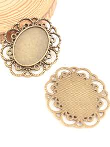 20 cái Retro Hợp kim Hoa Đá quý khung viền Hình Bầu Dục Với Ly Cabochon Đối với DIY Vòng tay , Dây chuyền , Làm đồ trang sức - Đồng - Xem 7