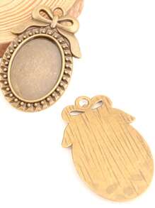 20 cái Retro Hợp kim Hoa Đá quý khung viền Hình Bầu Dục Với Ly Cabochon Đối với DIY Vòng tay , Dây chuyền , Làm đồ trang sức - Đồng - Xem 9