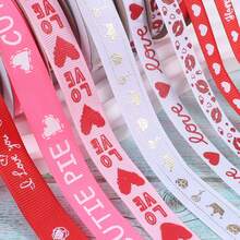 1捲浪漫情人節愛心花紋絲帶,婚禮派對裝飾緞帶diy編織緞帶 - 彩色 - 查看 8