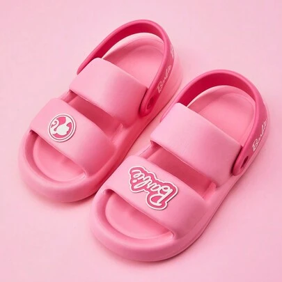 Miniso 芭比女士户外凉鞋时尚沙滩拖鞋女士厚底拖鞋 - 平底防滑、时尚百搭（玫瑰色）