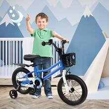 Prorider 14'' Kid's Bike With Removable Training Wheels & Basket For 3-5 Years Old Blue/White/Skyblue/Red - 藍色 - 查看 5