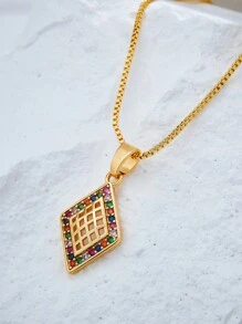 2024新款女士項鍊,鈦銅銀材質,經典長鏈吊墜,防褪色,生日禮物,情人節禮物,v形,五角星,地球,鑽石形狀 - 金色 - 查看 21