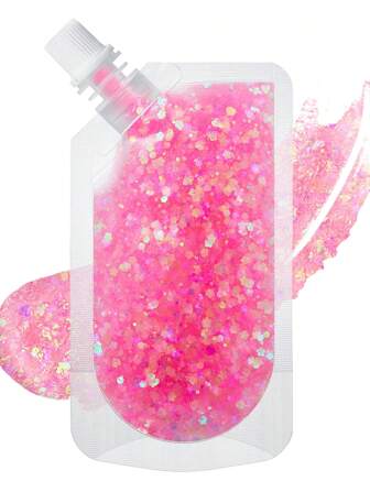 1pc Valentine's Day Glitter Gel In Pink Color For Women's Makeup, 3d Holographic Sparkling Mix Glitter With Good Reflective Effect Without Glue, Applied On Eyeshadow, Face, Skin, Hair For Stage, Festival, Wedding, Dating, Anniversary, Gift Accessory. The Gel Has Good Skin-Friendly And Easy-To-Clean Characteristics With Excellent Flashing Effect. Suitable For Carnival, Music Festival, Party, Celebration And Other Occasions.