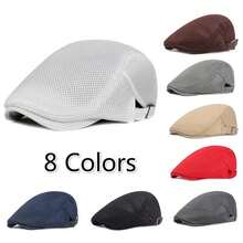 Vintage 8 Colors Men Cabbie Flat Cap Breathable Mesh Summer Hat Adjustable Newsboy Beret Ivy Cap - 56-61cm - View 3