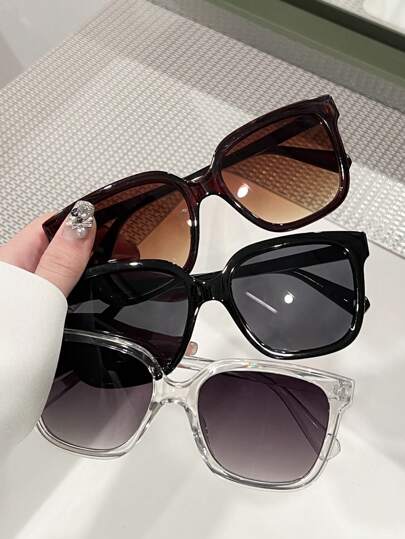 3pcs/Set Plastic Geometric Vintage Oversized Square Frame Fashion Eyeglasses Decorated For Women's Beach, Travel And Vacation Beach Accessories For Women Glasses Shades For Summer Beach Vacation,Outdoor,Travel