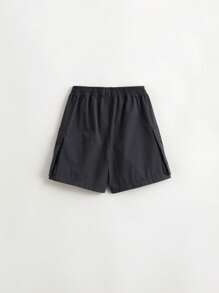 MARC&JANIE 男童休閒戶外速干彩色拼接工作短褲，應對夏季排汗裏面口袋大 - 黑色 - 查看 4