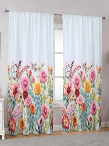 1pc Digital Printed Floral Plant Pattern Window Curtain - Multicolor - View 3
