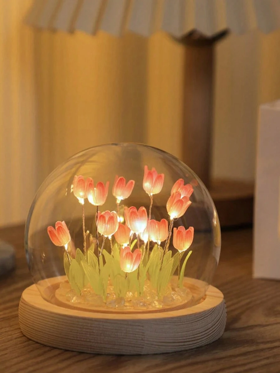 9入組,鬱金香夜燈,創意手工製作diy材料,花卉led燈床頭燈,房間裝飾派對裝飾 - 彩色 - 查看 1