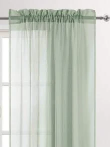 2 片绿色薄纱巴厘岛窗帘,适用于客厅、卧室、餐厅、装饰薄纱窗帘 - 薄荷綠 - 查看 5