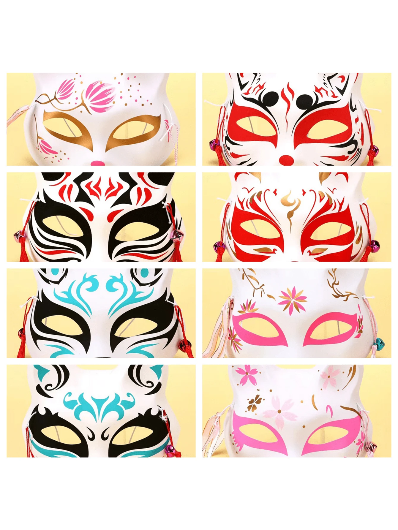 Half Face Cat/Full Face Cat/Fox Performance Mask (Bell Color Random) - Multicolor - View 1