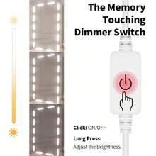 1 Miếng Trắng Led Đèn trang điểm , 42 Hạt , USB Nguồn điện  Chạm Cảm biến , Dài Nhấn Có thể điều chỉnh độ sáng Gương Ánh sáng , Thích hợp Đối với Đang thêm Ánh sáng Đến Phòng tắm ( Gương ) - trắng - Xem 5