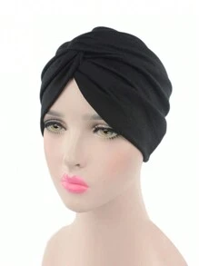 1 pezzo Cappello morbido con design a croce per donne, turbante con colore tinta unita, fascia elastica per la testa, cappellino morbido per hijab da indossare con abaya quotidianamente