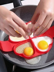 1入組紅色心形不黏硅膠煎餅圈/蛋模,適用於煎餅製作、烘焙 - 紅色 - 查看 2