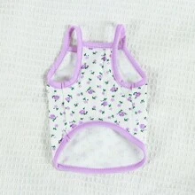 1 件針織布料鄉村風格花卉印花薄背心適合中小型狗或貓,適合泰迪、比雄犬、雪納瑞服裝、寵物服裝 - 紫色 - 查看 3