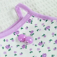 1 件針織布料鄉村風格花卉印花薄背心適合中小型狗或貓,適合泰迪、比雄犬、雪納瑞服裝、寵物服裝 - 紫色 - 查看 2