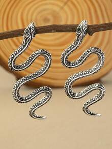 1pair Fashionable Personalized Snake Design Stud Earrings For Women - Earrings - View 13