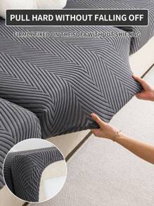 1入組防水提花萬能彈性沙發坐墊套,現代極簡風格防滑沙發套,適用於客廳l型和1234人座沙發 - 深灰色 - 查看 8